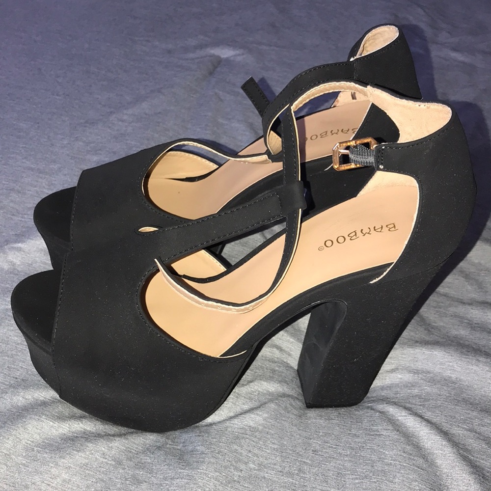 Suede 4 inch block-heel platform sandals